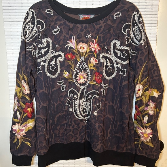 Johnny Was Leopard Print Embellished Sweatshirt - Picture 3 of 9